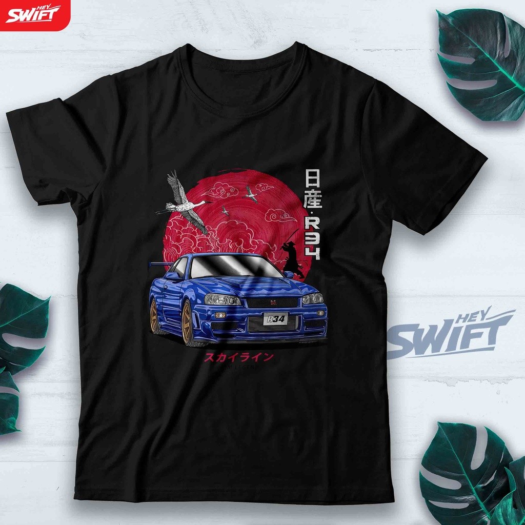 Jdm Nippon Nissan Skyline Gt-r R34 Gtr Áo thun Microfiber Jersey