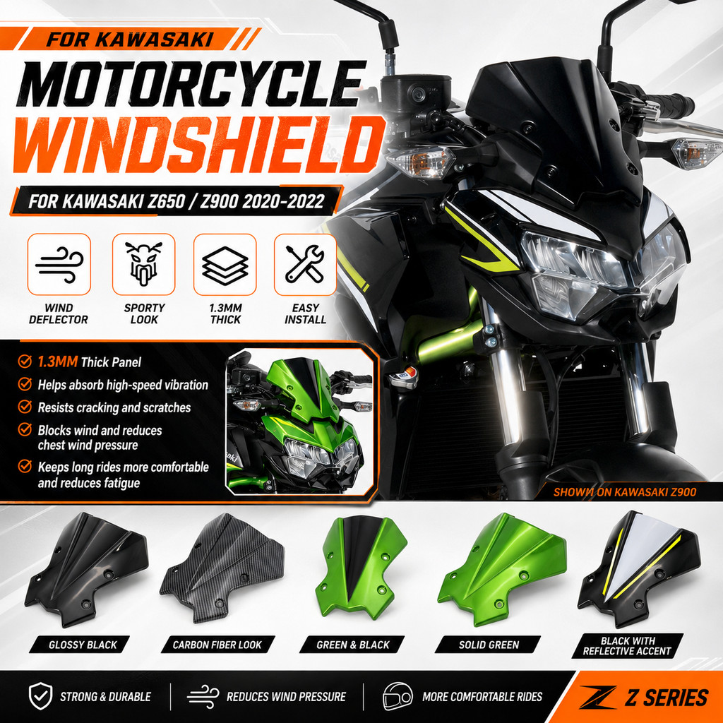 For Kawasaki Z650 Z900 2020-2022 kính chắn gió trước độ xe