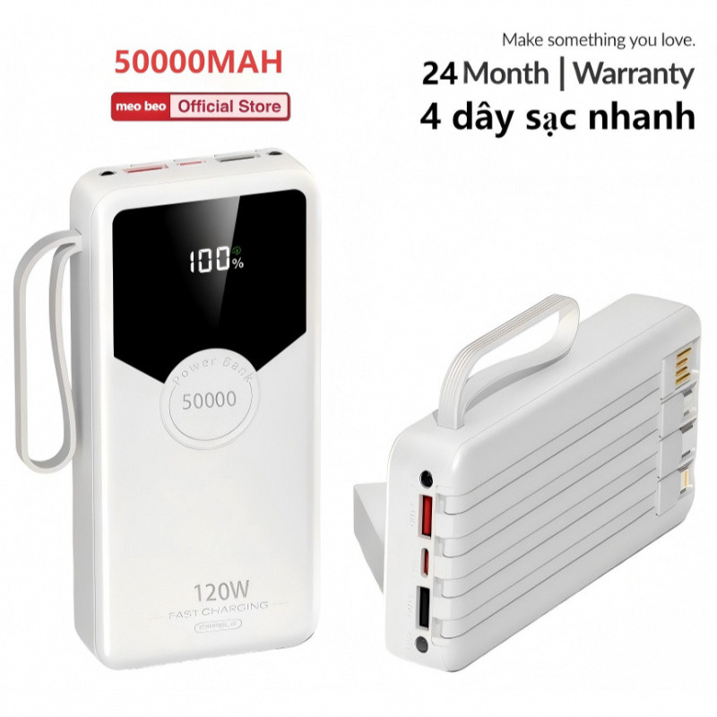 sạc dự phòng 50000mAh 80000mAh sạc nhanh pin 120W dung lượng lớn có sẵn nhiều dây sạc’
