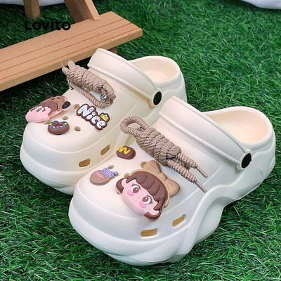 Lovito Sandal Đế Bằng Eva Chống Trượt Kiểu Dáng Hàn Quốc Giúp Tăng Chiều Cao 5cm Dễ Thương Cho Bé Gái Thích Hợp Đi Biển LFA79002