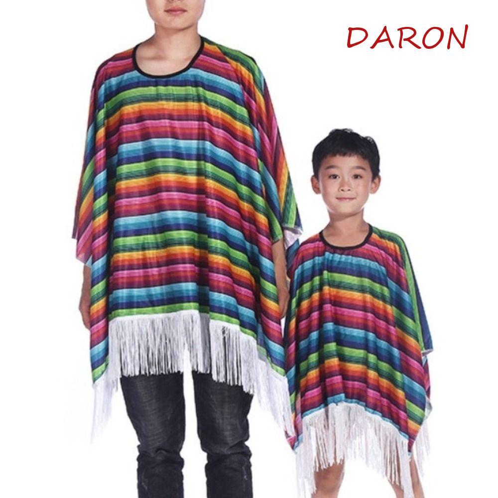 DARON Trang Phục Mexico, Áo Khoác Dân Tộc Sọc Cầu Vồng Phong Cách Mexico Áo Choàng, Đạo Cụ Hóa Trang