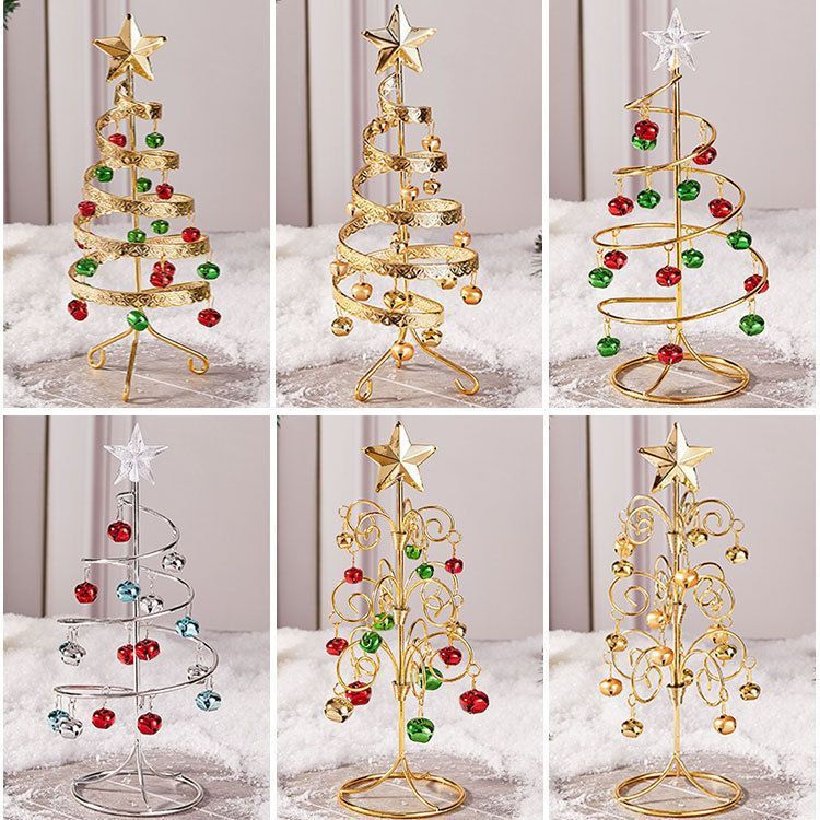 Party12y Christmas bell tree window art decoration mini Christmas new product artificial iron tablet