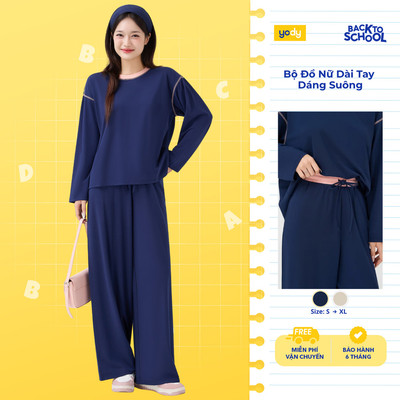 Bộ Đồ Nữ Dáng Suông Phối Màu YODY Set Áo Quần Dài WCST25F166