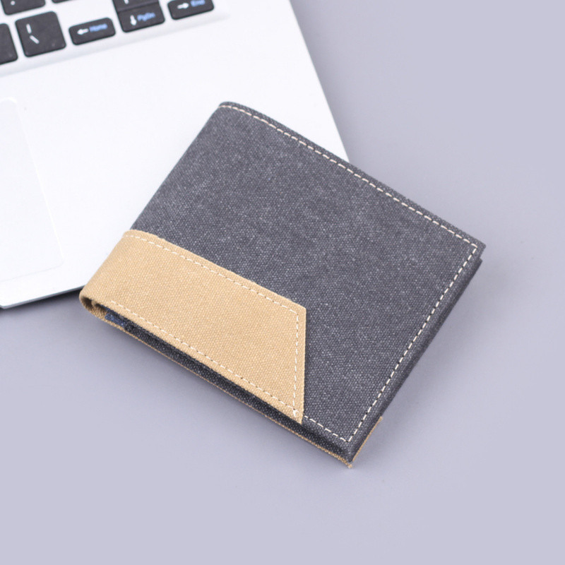 M] Ví ngắn bằng vải Canvas Giá đỡ thẻ nam Ví nam Ví nam Ví Denim