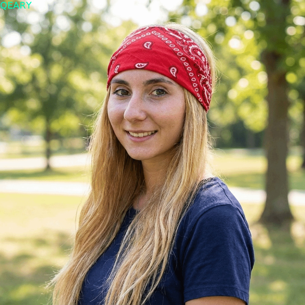 Băng đô in hình QEARY Paisley, Băng đô bọc đầu Turban co giãn bằng vải Cotton, Băng đô mềm mại đa chức năng Thể thao