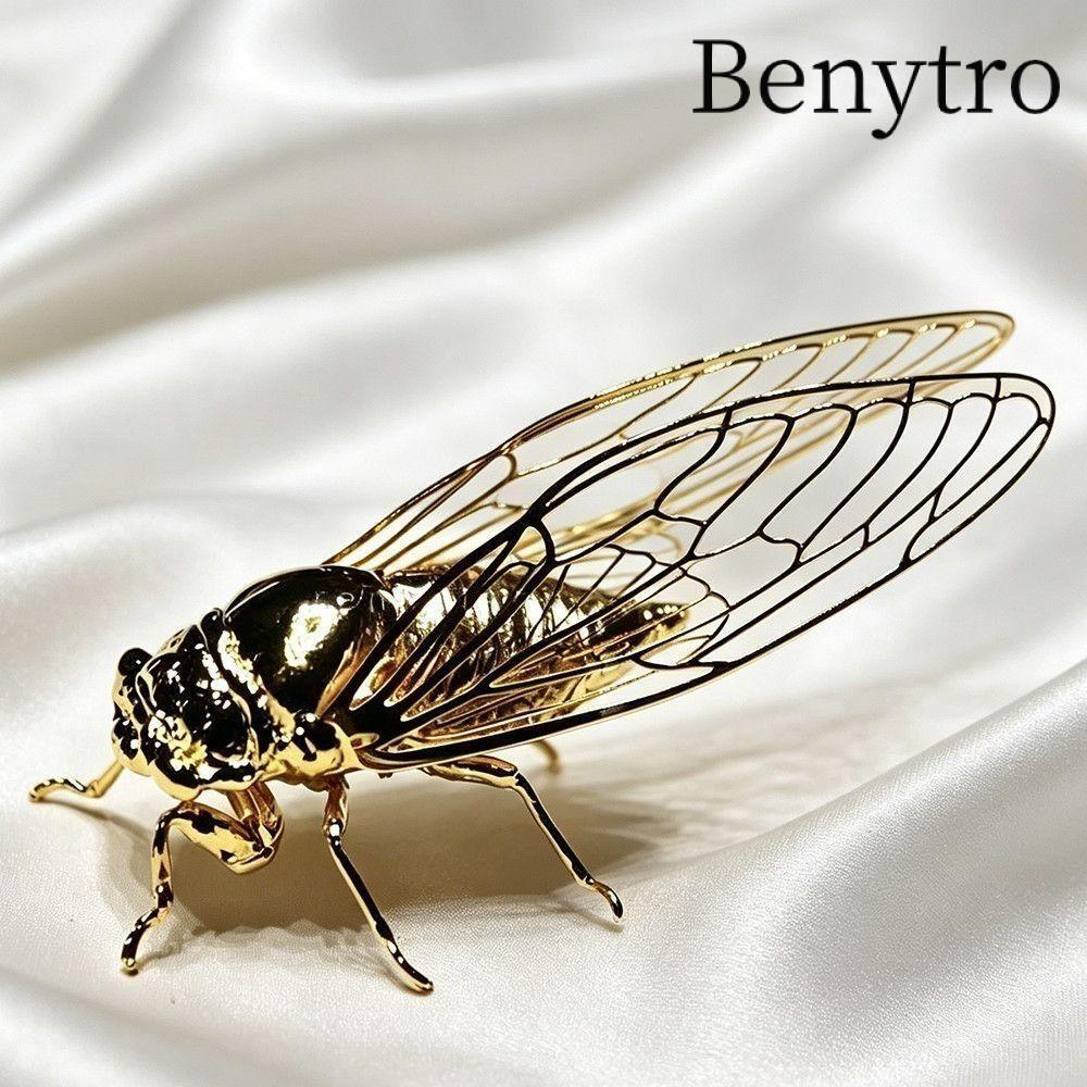 Tác phẩm điêu khắc BENYTRO Cicada, Chi tiết thực tế Phong cách cổ điển Tượng Cicada vàng, Cánh rỗng 