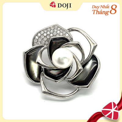 Trâm Cài Áo Hình Hoa Màu Bạc Đính Đá Cao Cấp - DOJI