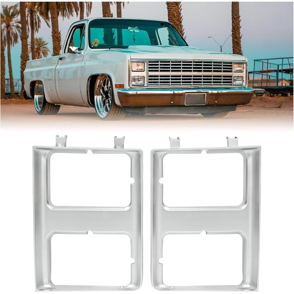 HECASA Cặp Đèn Pha Bezel Tương Thích Với 1985-1988 Chevy Chevrolet GMC C / K / R / V Series Xe Tải B