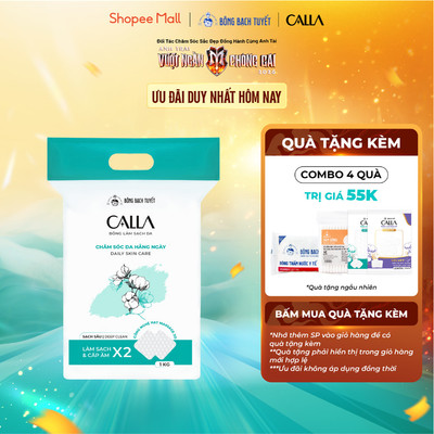 Bông tẩy trang làm sạch da Bông Bạch Tuyết Calla Sạch sâu 1Kg (1200 Miếng/Gói)