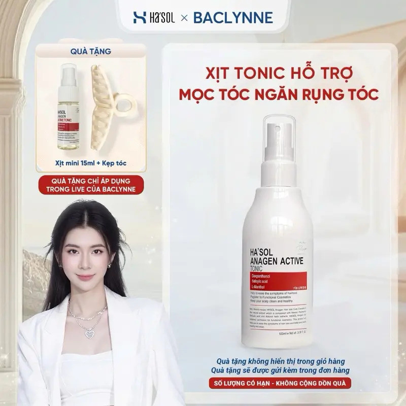 [Lyn x Hasol] Xịt Tonic Hasol - Dưỡng Nang Tóc, Hỗ Trợ Mọc Tóc, Ngăn Rụng Dành Cho Tóc Rụng Mỏng Yếu