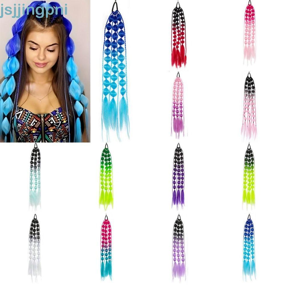 JSJJING Bubble Jumbo Braid, Lantern Braid Ponytail Extension Twist Braid Bulk, Hairpiece Corlorful B