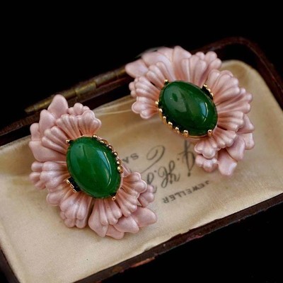 Pinkdudu Hồng Begonia Bông Tai Vintage Hoa Dangles Tinh Tế Tính Khí Trang Sức Cho Nữ PD2665