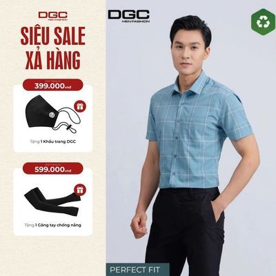Sơ mi ngắn tay DGC dáng ôm Perfect Fit, vạt bằng với thiết kế hiện đại - SASNBF01M