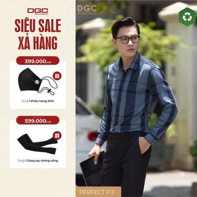 Áo sơ mi Nam dài tay DGC Dáng Ôm Perfect Fit, Vải kháng tia UV, bề mặt vải mềm nhẹ - SASDBD08M