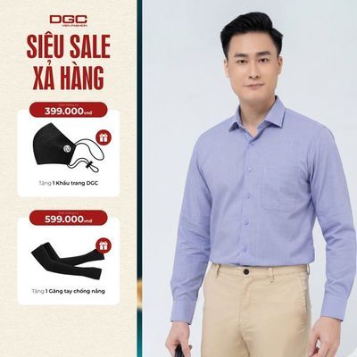 Áo Sơ Mi Nam Dài Tay DGC Dáng suông Regular, Có Ly Thân Sau, Vải Thoáng Mát - SASDBC26M