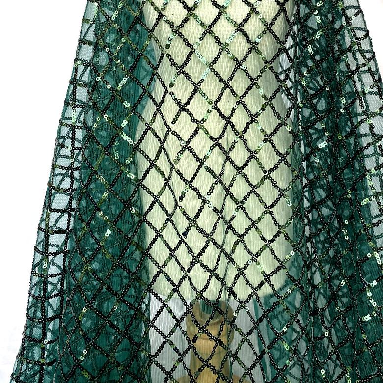 Checkered Sequined Vải Kim Cương Checkered Checkered Sequined Vải Đầm Hiệu Suất Trang Phục Sequin Vả