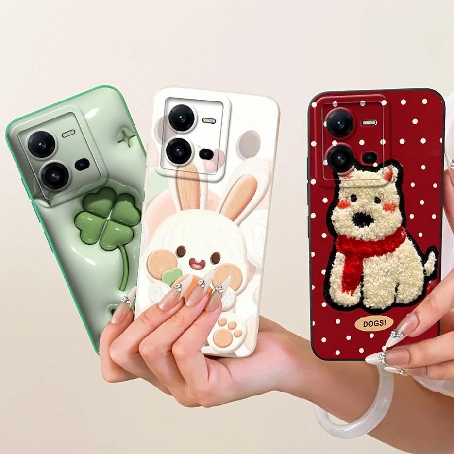 Dành Cho Vivo V25 V25e Ốp Lưng V2202 Vỏ Hoạt Hình Cỏ Ba Lá May Mắn Dễ Thương Vỏ Điện Thoại TPU Mềm C