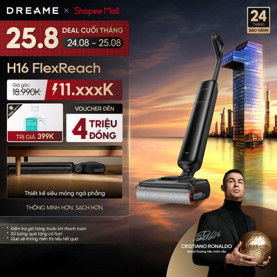 Dreame H16 Flexreach Máy hút bụi lau sàn không dây | thiết kế siêu mỏng 9.85cm | giặt và sấy giẻ nóng 95°C | BH 24 tháng