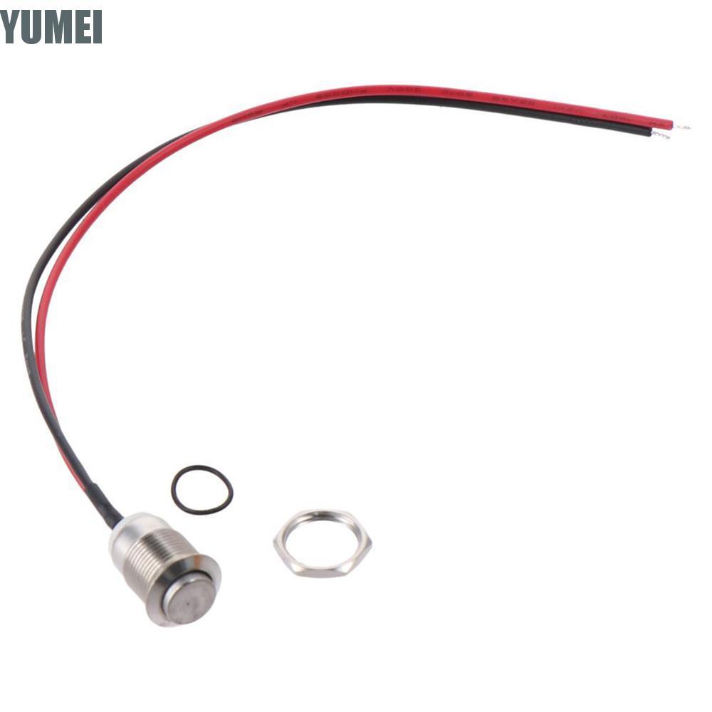 Công tắc nút nhấn tạm thời YUMEI, Vỏ đen 12mm, Thép không gỉ IP65 Chống nước 1 Thường mở