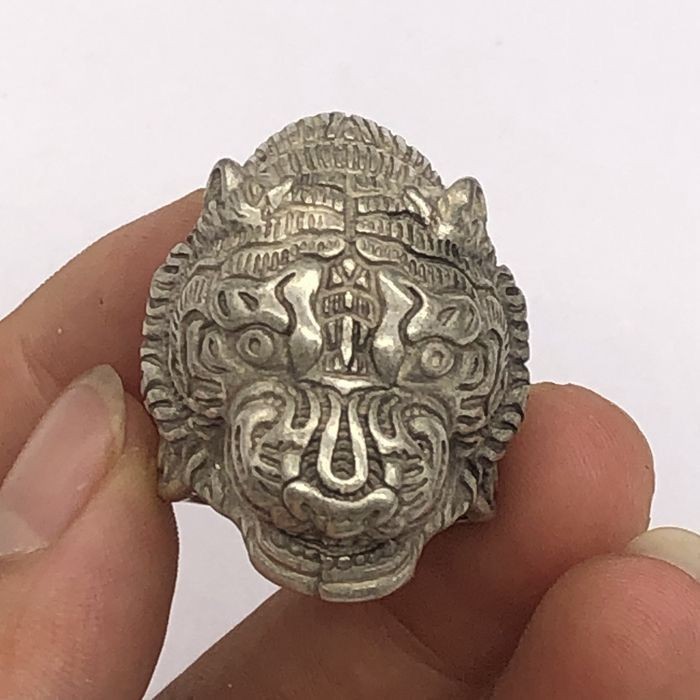 Cổ Bạc Miao Bạc Trắng Đồng Đầu Hổ Nhẫn Nhẫn Cờ Lê Đối Tượng Cổ Hàng Cũ Bộ Sưu Tập Cổ Bạc Miao Bạc Tr