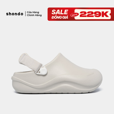 Dép Sục Unisex Shondo Clog Suke Nhựa Đúc Đế Cao 4cm Hack Dáng Siêu Nhẹ Màu Trắng SUK0009