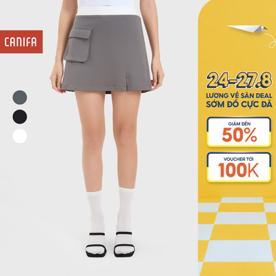Chân váy ngắn nữ CANIFA túi hộp xẻ trước có quần bảo hộ 6KS25S009