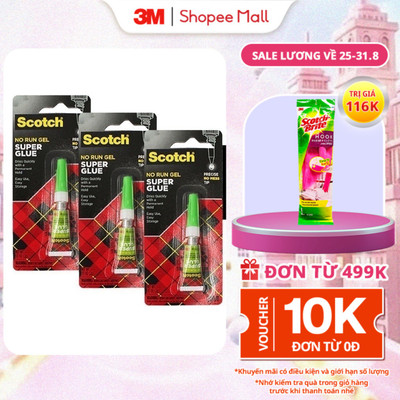 Combo 3 Keo dán đa năng 3M™ Scotch®, siêu dính, trong suốt, dạng loãng, mau khô, 2g/ống, Dán được nhiều chất liệu