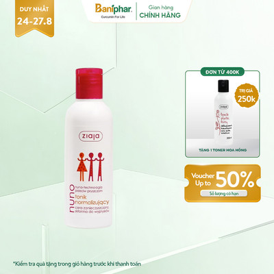 [Hàng Khuyến Mãi] Nước cân bằng cho da dầu mụn Ziaja Nuno Tonik Normalizujacy không gây kích ứng cho da 200ml