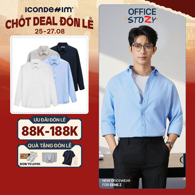 Áo Sơ Mi Nam ICONDENIM Tay Dài Workday Ease Form Relaxed SMID0363