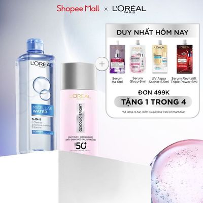 Bộ đôi sữa chống nắng phổ rộng dưỡng sáng da Glycolic Bright SPF50+ PA++++ & Nước tẩy trang 3in1 Micellar Water 400ml