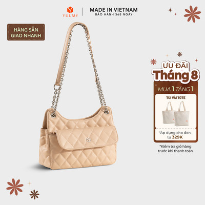 Túi Yuumy (Thời trang nữ da chần bông phối dây xích size 24 - Túi đeo chéo da Seasand YN241) Bagsmart