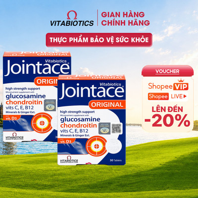 Bộ 2 TPBVSK Vitabiotics JOINTACE chứa Glucosamin, Chondroitin, Hỗ Trợ Tăng Tiết Dịch và Tăng Sức Khỏe Cho Khớp 30 viên