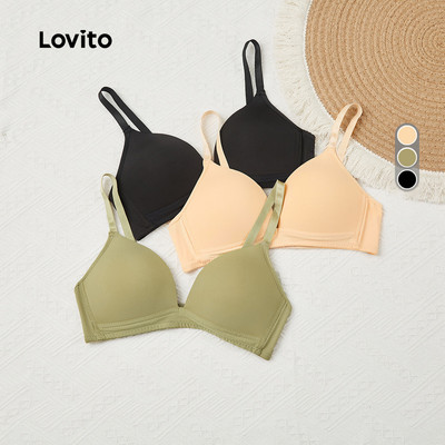 Lovito Phong cách thường ngày Áo Ngực Không Dây Nâng Ngực Liền Mạch Thân Thiện Với Da Dành Cho Nữ L233L080