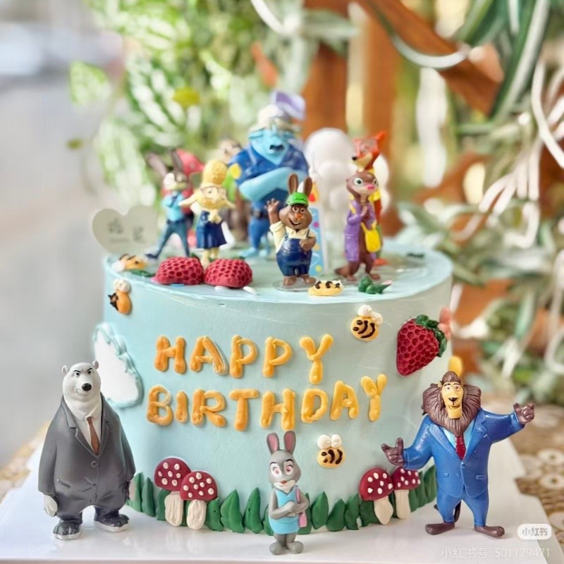 Crazy Zoo Trang trí bánh 12 kiểu Judy Rabbit Nick Fox Lightning Cow Lion Đồ trang trí sinh nhật cho 