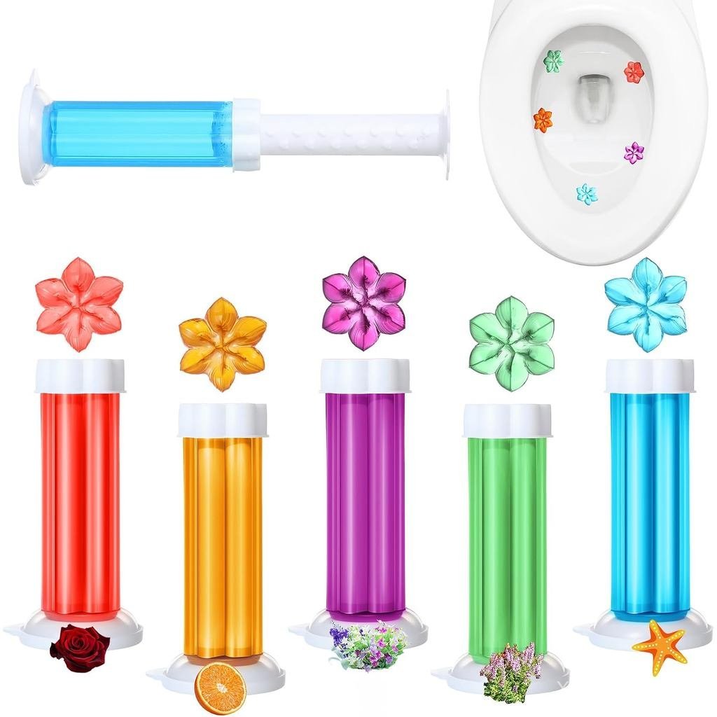 5 Pcs Flower Toilet Gels 70 Count 5 Kinds Stamp Bowl Gel Scent Toilet Stain Removal Cleaner Air Fres