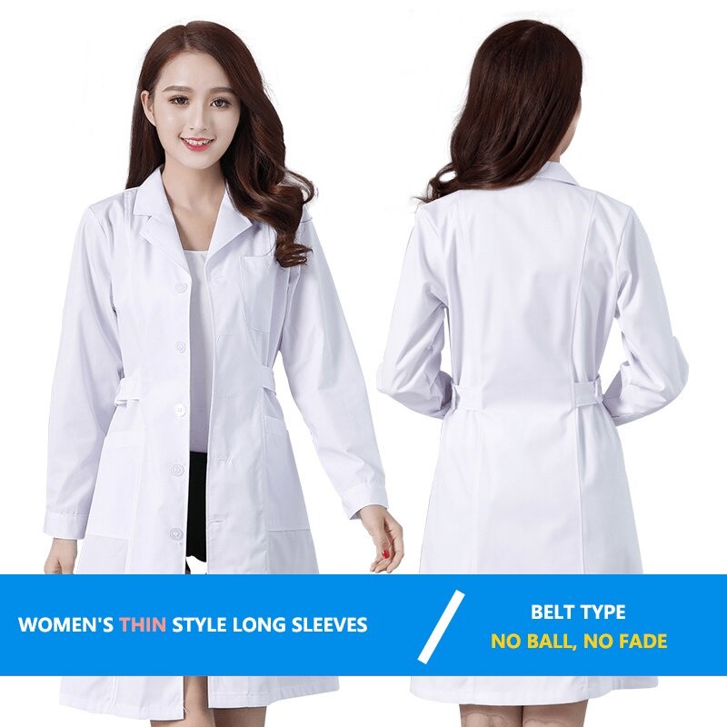 [Vận chuyển nhanh] Unisex Cotton Slim White Dental Workwear Vận chuyển nhanh Spot White Coat Dịch vụ