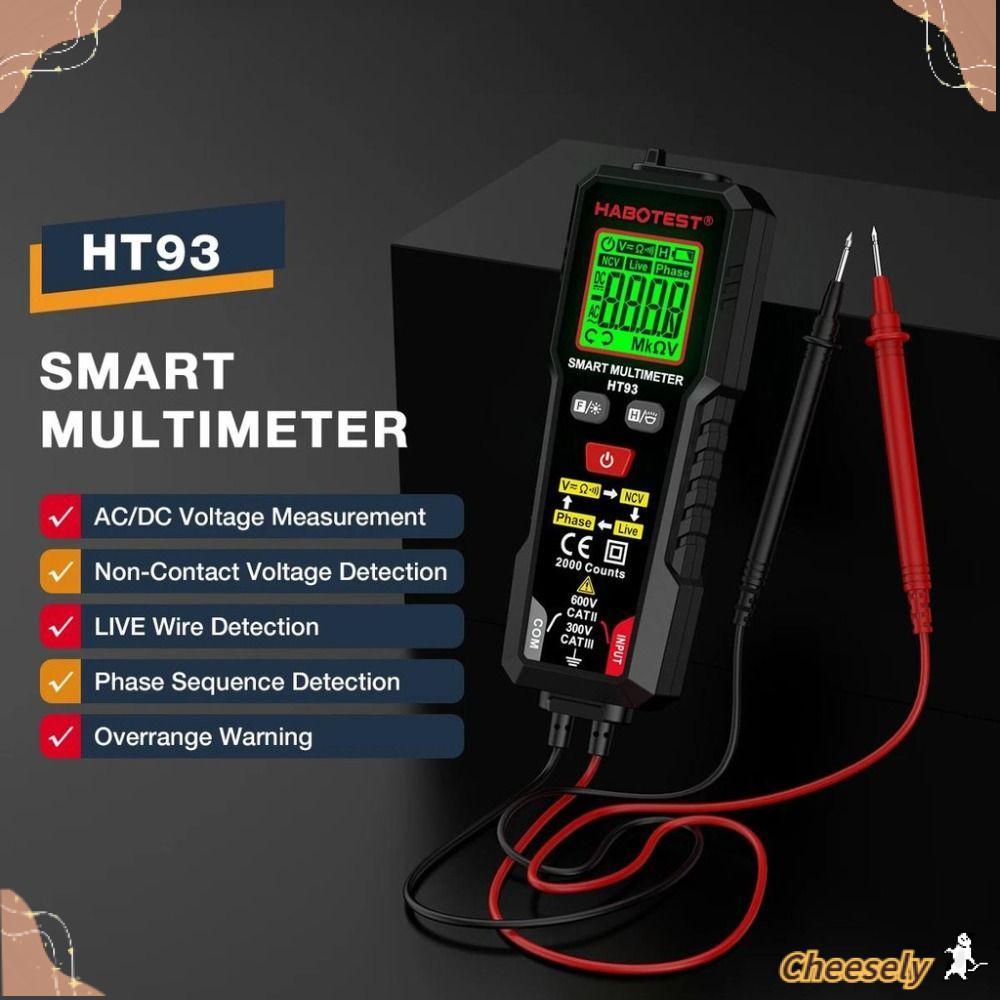 Máy kiểm tra đếm CHEESELY, 2000 Đếm Đồng hồ vạn năng kỹ thuật số RMS HT93 đích thực, Máy đo điện áp 