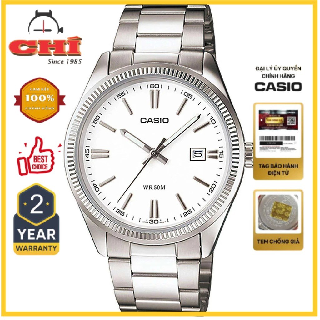 Đồng hồ Casio Nam MTP-1302D-7A1VDF Dây Inox Mặt Tròn Lịch Ngày - Chính Hãng tại Thủ Đức