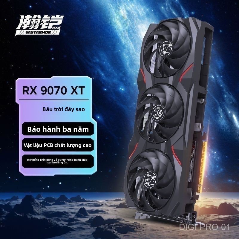 Card màn hình AMD RX 9070 XT 16GB Starry Sky 3 quạt tản nhiệt gaming độc lập chính hãng mới giao nha