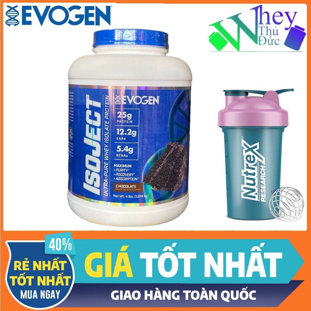 Evogen IsoJect Whey Protein (1.8kg 55sv) vị Dâu , Sữa Đạm 100% Whey Protein Isolate Hấp Thu Nhanh