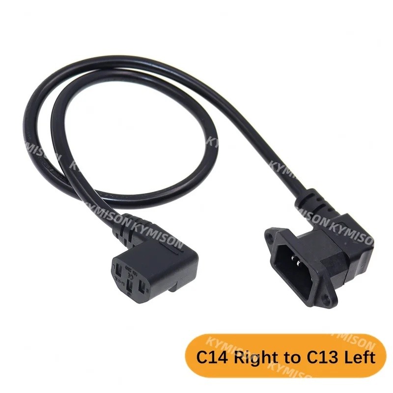 Ly IEC320 C14 có lỗ vít Góc phải / trái và C13 Góc phải / trái, Dây nối dài C14 đến C13, 60cm, H05VV
