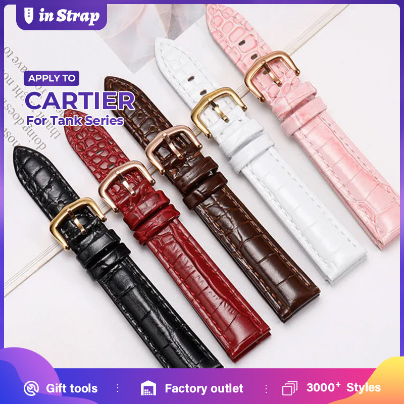 Tương thích với CARTIER Tank London Solo Clé de Cartier Dumont Da Bò Dây Đeo Đồng Hồ Nữ