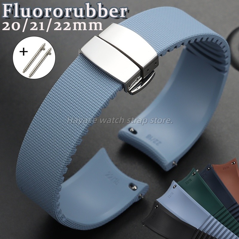 Phát Hành Nhanh Cong End 20 / 21 / 22mm Cao Cấp Fluororubber Watchband Giả Dệt Họa Tiết Dây Đeo Đồng Hồ Nam Nữ Thể Thao Dây Đeo Tay Vòng Tay