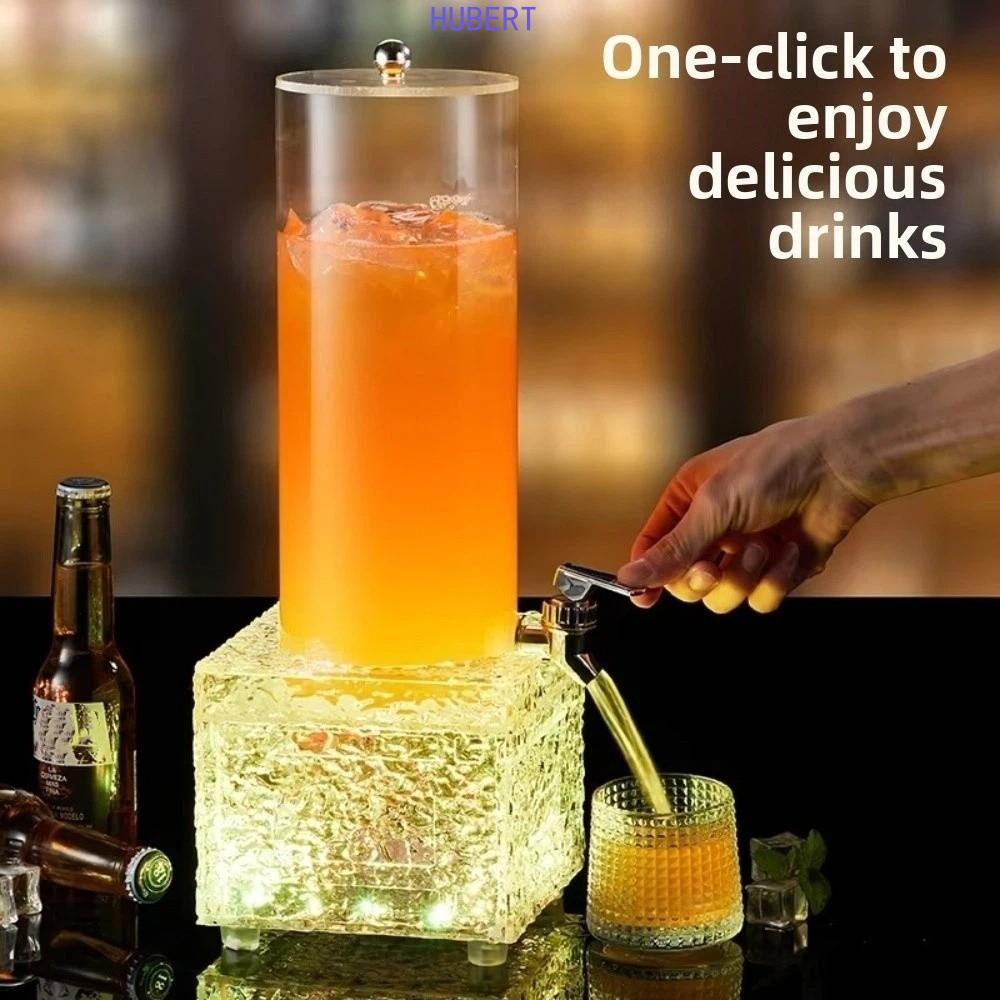 Tháp bia dạ quang HUBERT LED, Hộp đựng bia Acrylic dung tích lớn 2L, Vòi chống rò rỉ Keg di động cấp
