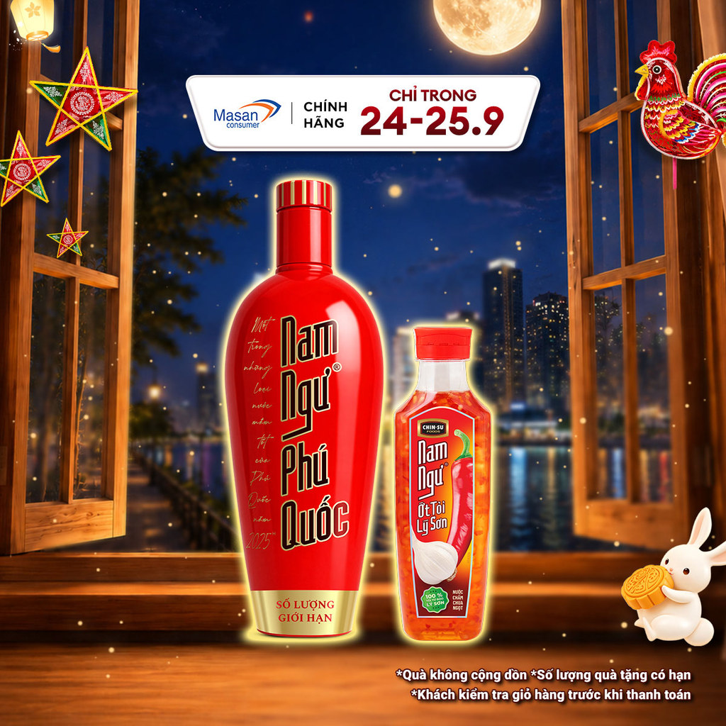 Combo 1 Nước mắm Nam Ngư Phú Quốc chai x 500ml + 1 Nước mắm cá cơm Nam Ngư chai thủy tinh chai x 500