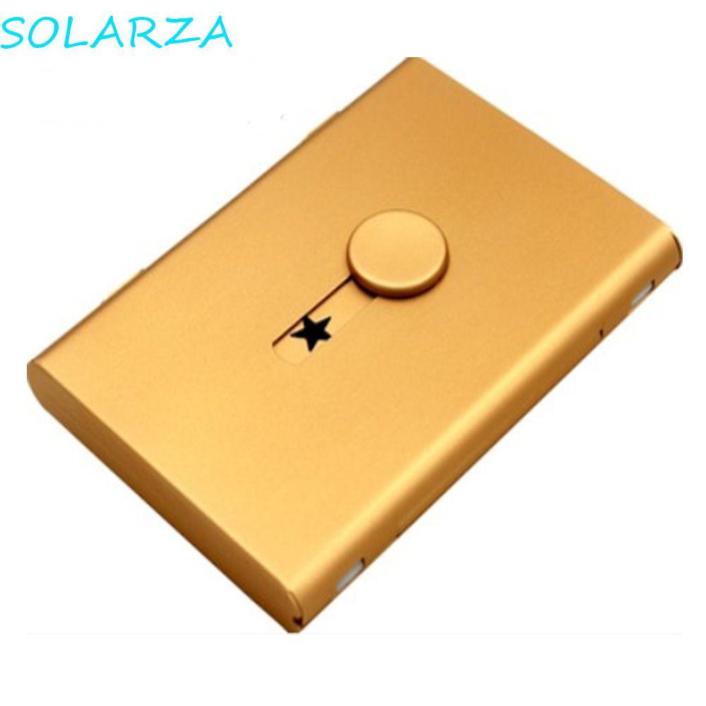 SOLARZA Thumb Slide Out Business Name Card Holder Star Light Metal Wallet Box Men Creative ID Card C