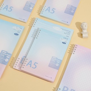  Sổ Tay Gáy Còng Pastel A5 B5 Bìa Cứng PP Thay Trang Vở Lò Xo Ghi Chú Học Sinh Sinh Viên Văn Phòng Kẻ Ngang Ô Vuông Trơn 