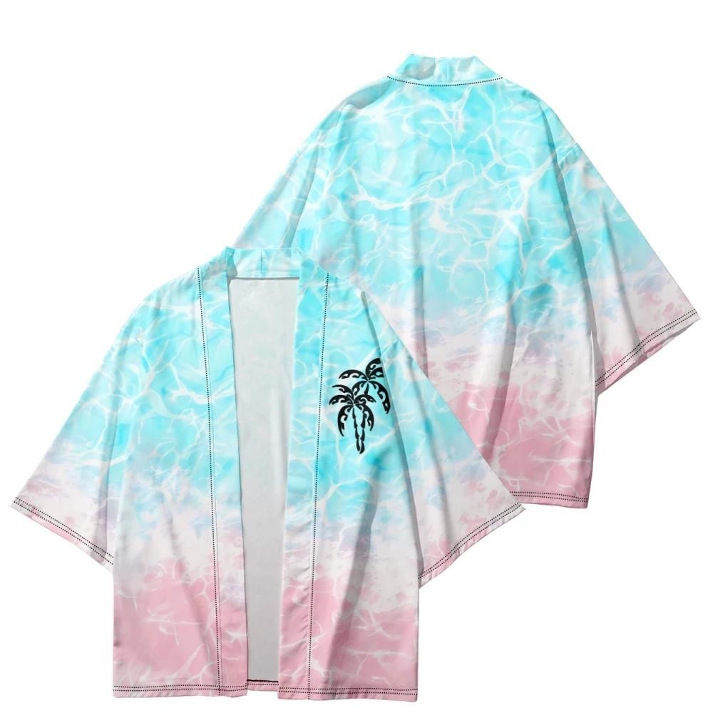 Áo khoác nam kimono phong cách Hawaii Mặc đi biển kimono Nhật Bản Áo khoác Samurai đi biển mùa hè