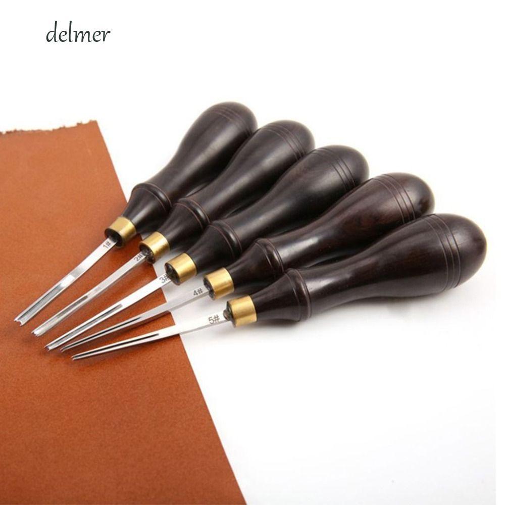 DELMER Leather Edge Bevelers, Tay cầm bằng gỗ Dụng cụ trượt miệng rộng chức năng, Da Craft Di động c