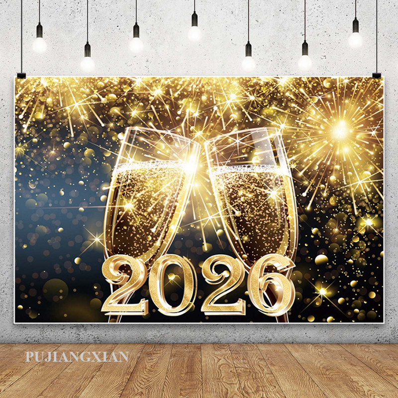 [PJX] 2026 Nền Năm Mới Vui Vẻ Pháo Hoa Đếm Ngược Ảnh Chụp Ảnh Nền Đạo Cụ Trang Trí Tiệc Tiếp Liệu